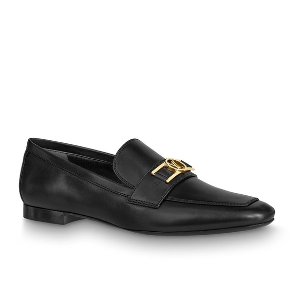 Louis Vuitton Upper Case Flat Black Smoth Leather Loafers Sz 38 - Picture 1 of 11